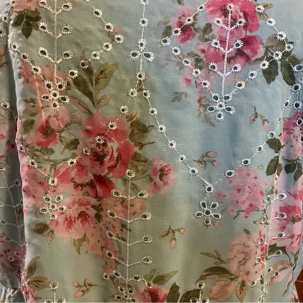 Eliza J Embroidered Floral Halter Neck Cut Out Back summer Dress Mint Size 14 - Picture 3 of 10